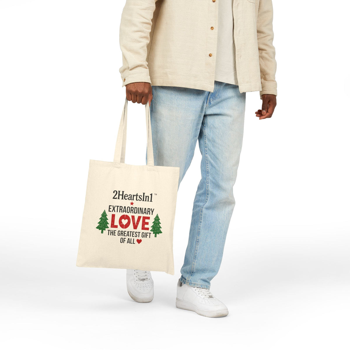2HeartsIn1 Love — The Greatest Gift of All Holiday Canvas Tote