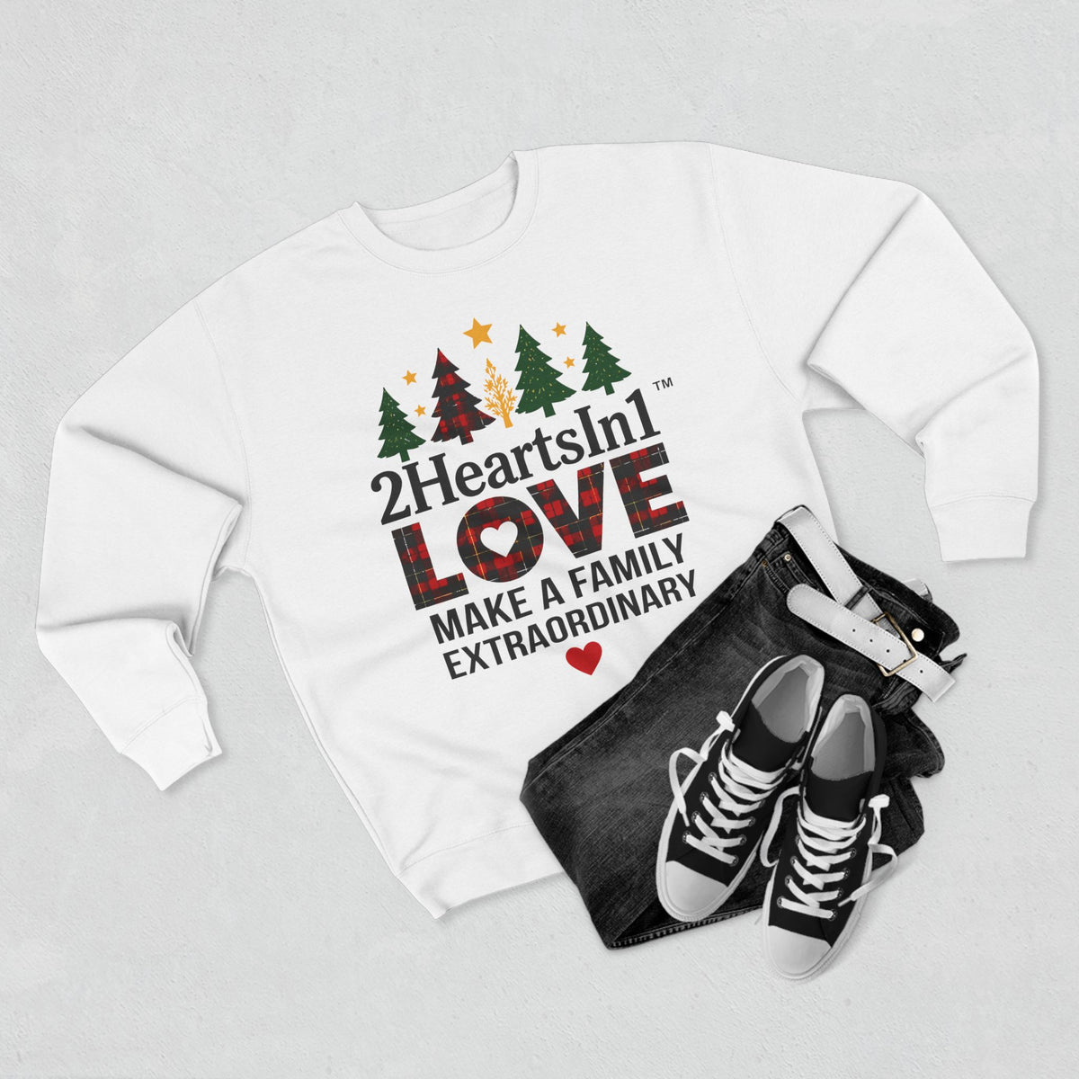 2HeartsIn1 Love Makes a Family Extraordinary Holiday Cozy Crewneck