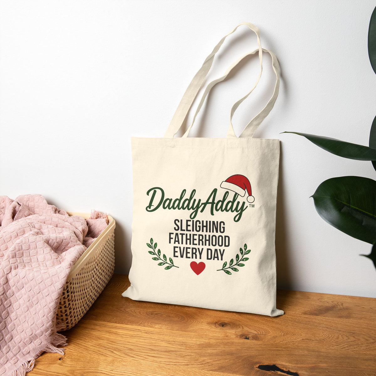 DaddyAddy Sleighing Fatherhood Every Day Holiday Canvas Tote