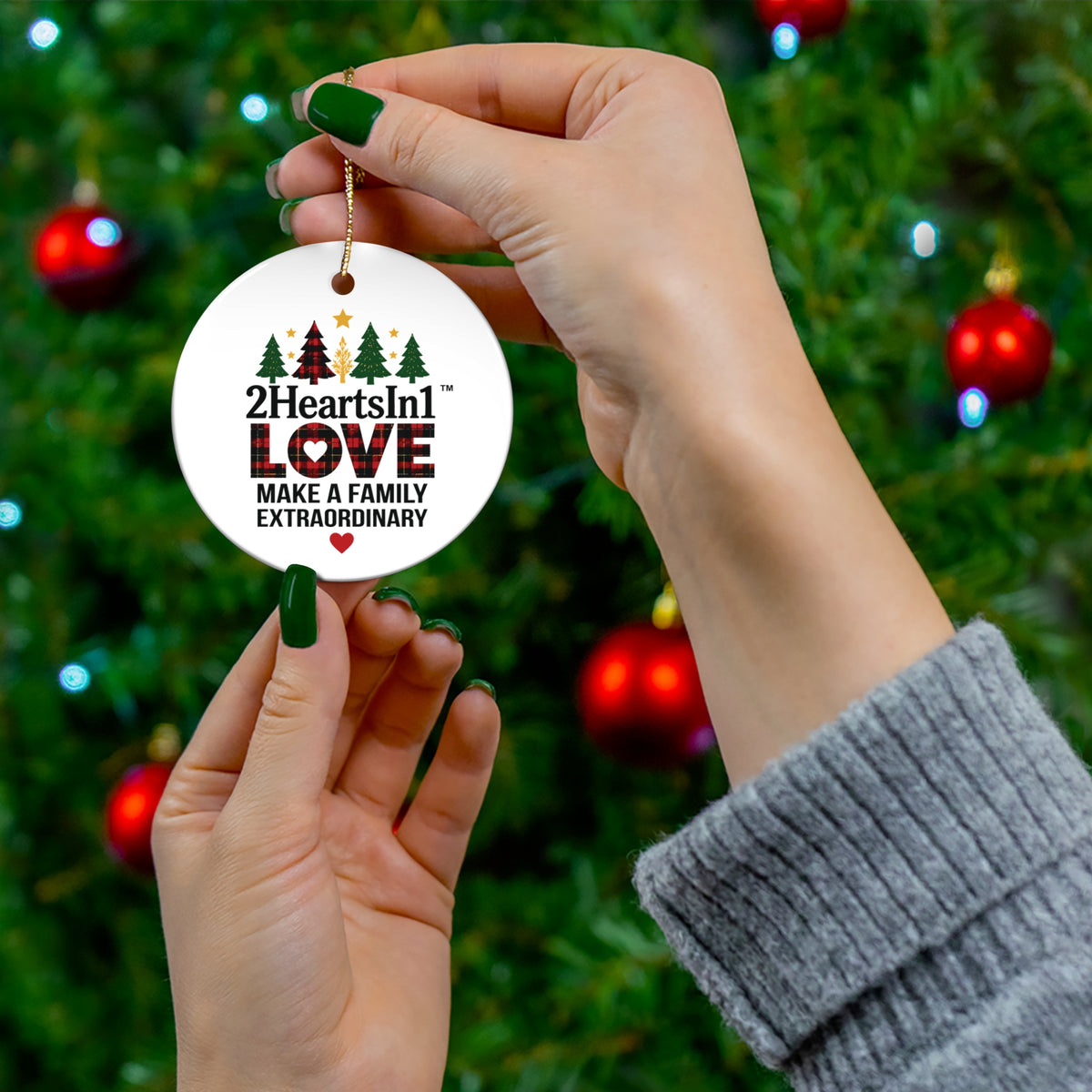 2HeartsIn1 Love Makes a Family Extraordinary Holiday Keepsake Ornament