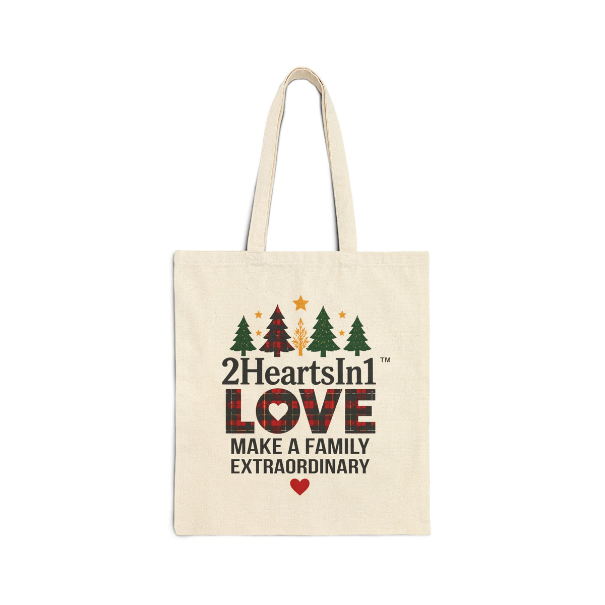 2HeartsIn1 Love Makes a Family Extraordinary Holiday Canvas Tote