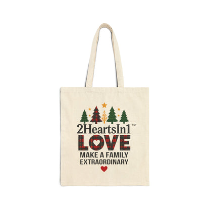 2HeartsIn1 Love Makes a Family Extraordinary Holiday Canvas Tote