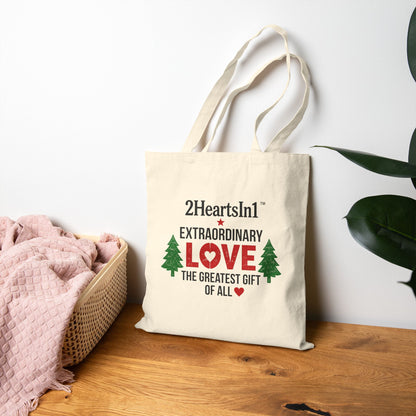 2HeartsIn1 Love — The Greatest Gift of All Holiday Canvas Tote
