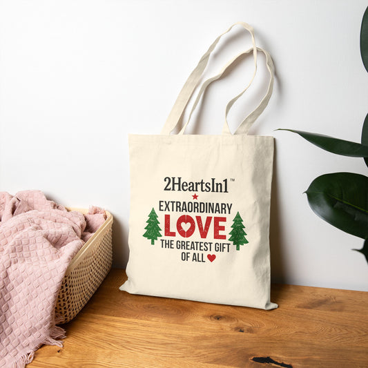 2HeartsIn1 Love — The Greatest Gift of All Holiday Canvas Tote