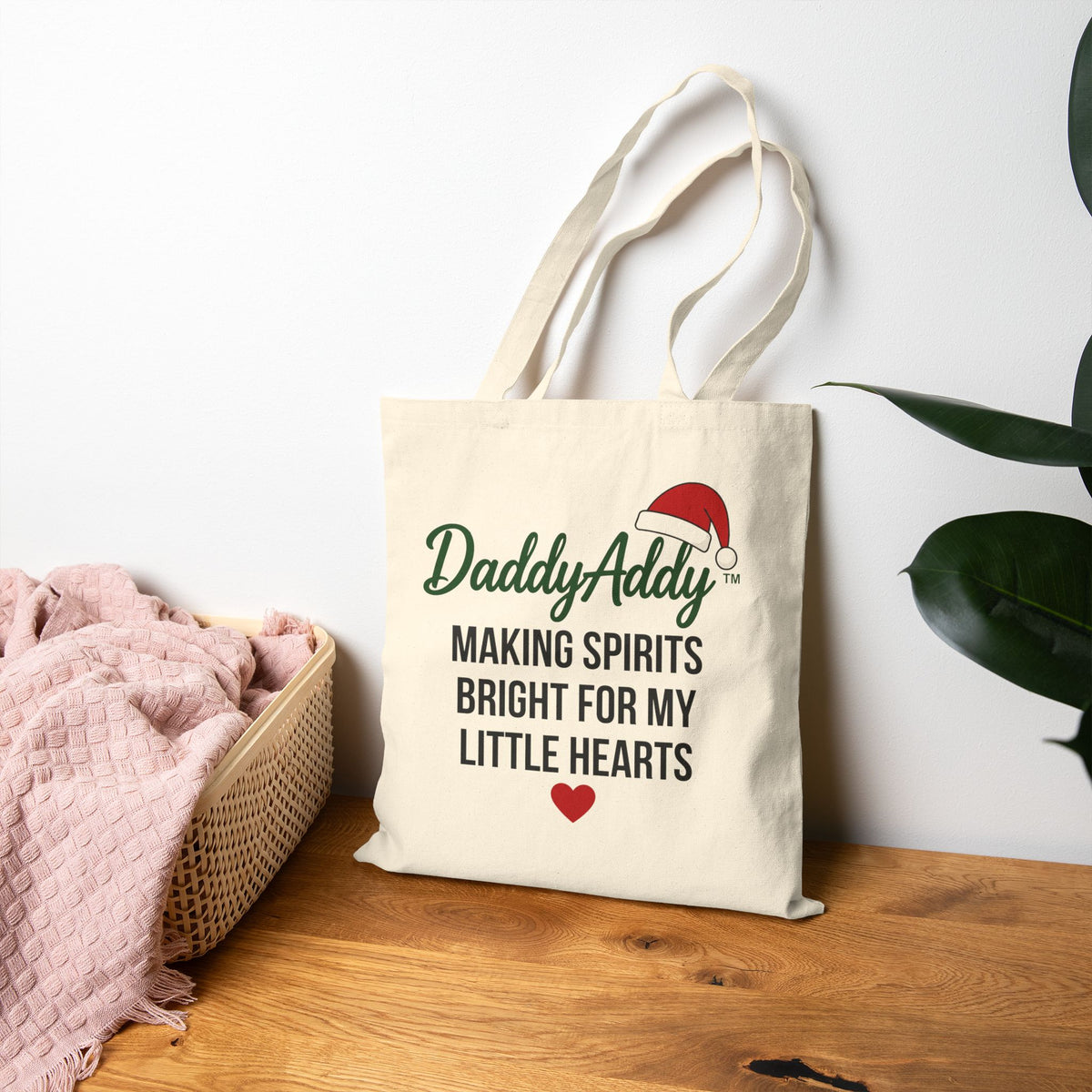 DaddyAddy Making Spirits Bright for My Little Hearts Holiday Canvas Tote