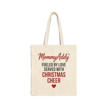 MommyAddy Fueled by Love Served with Christmas Cheer Holiday Canvas Tote