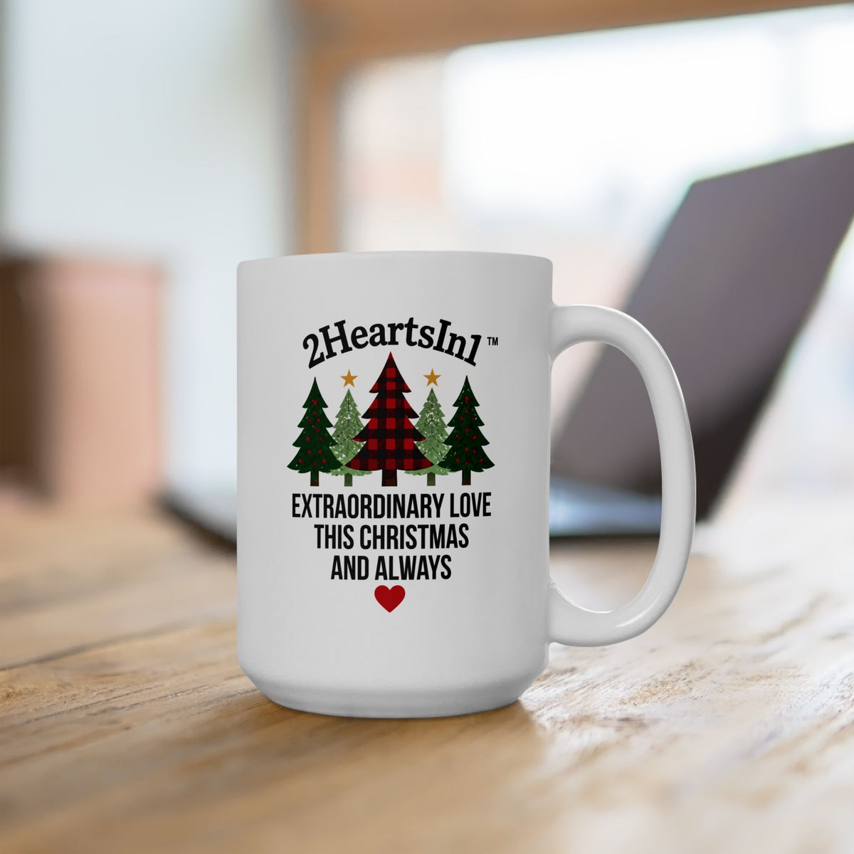 2HeartsIn1 Extraordinary Love This Christmas and Always 15 oz Holiday Mug