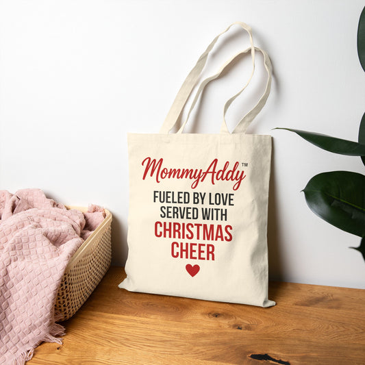 MommyAddy Fueled by Love Served with Christmas Cheer Holiday Canvas Tote