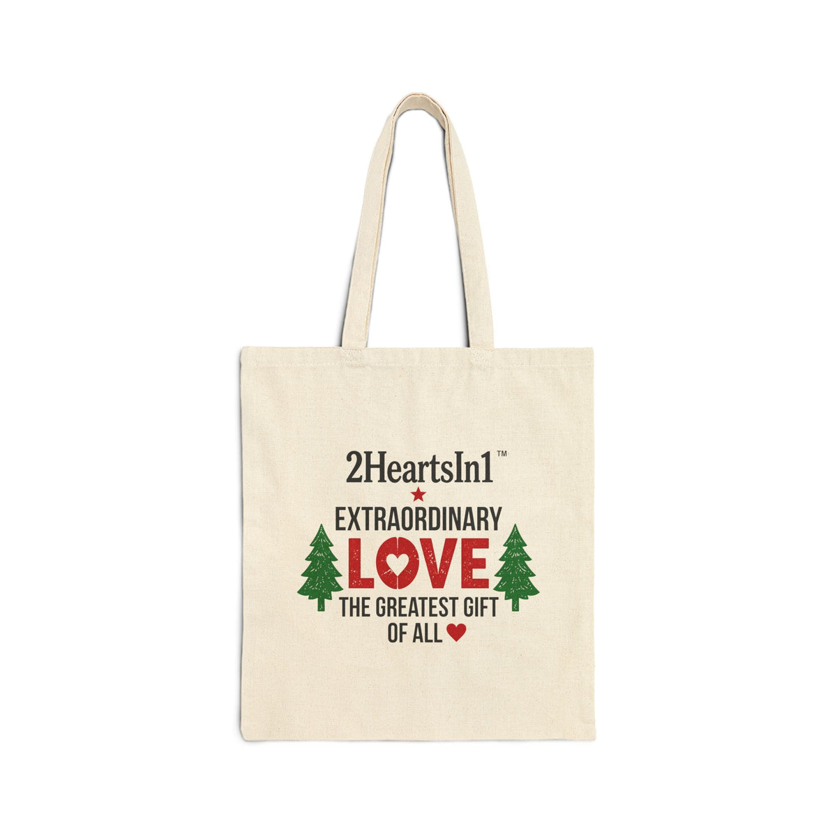2HeartsIn1 Love — The Greatest Gift of All Holiday Canvas Tote
