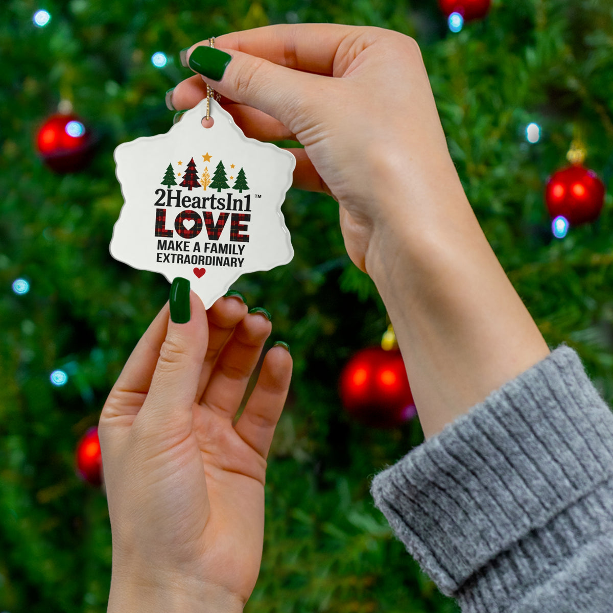 2HeartsIn1 Love Makes a Family Extraordinary Holiday Keepsake Ornament