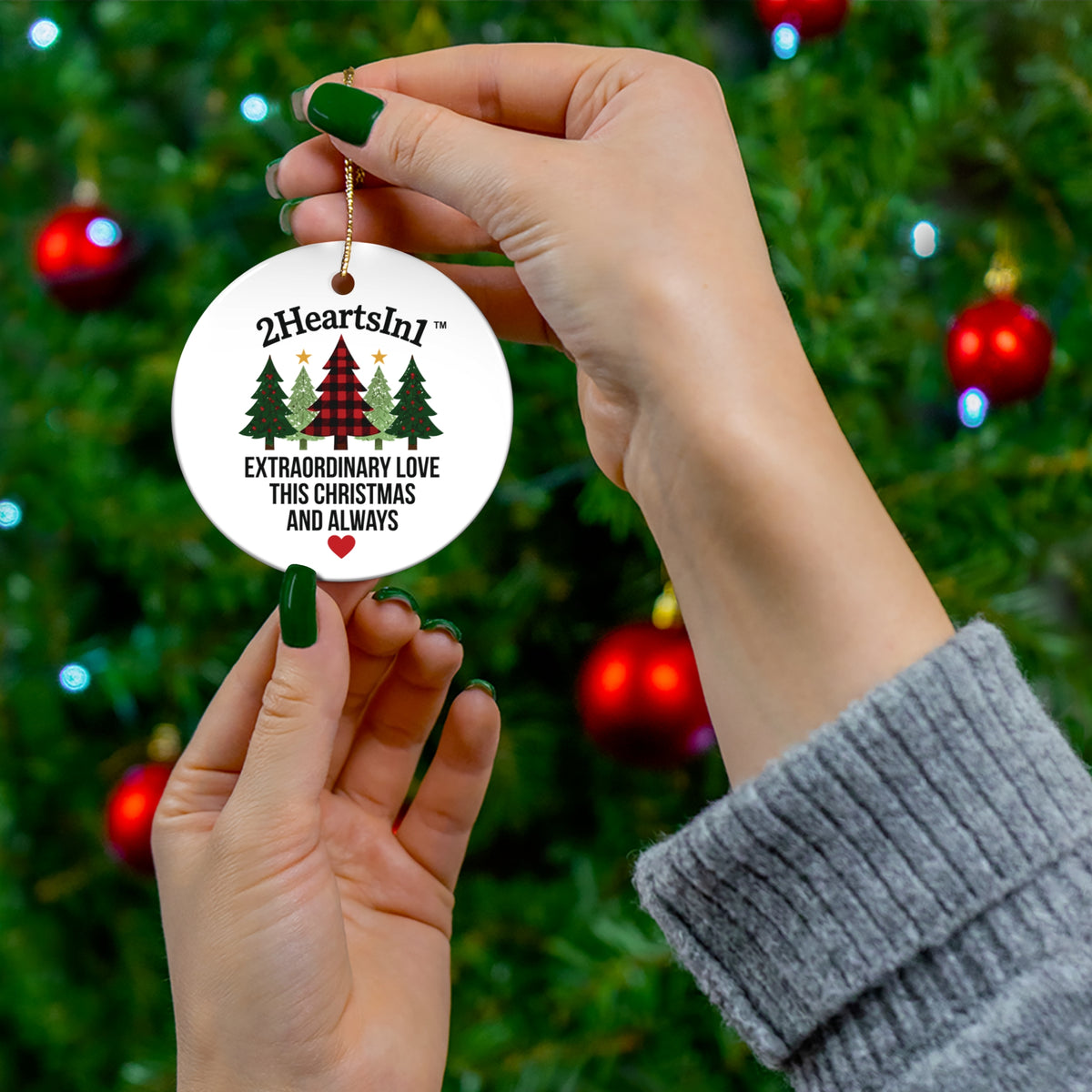 2HeartsIn1 Extraordinary Love This Christmas and Always Holiday Keepsake Ornament