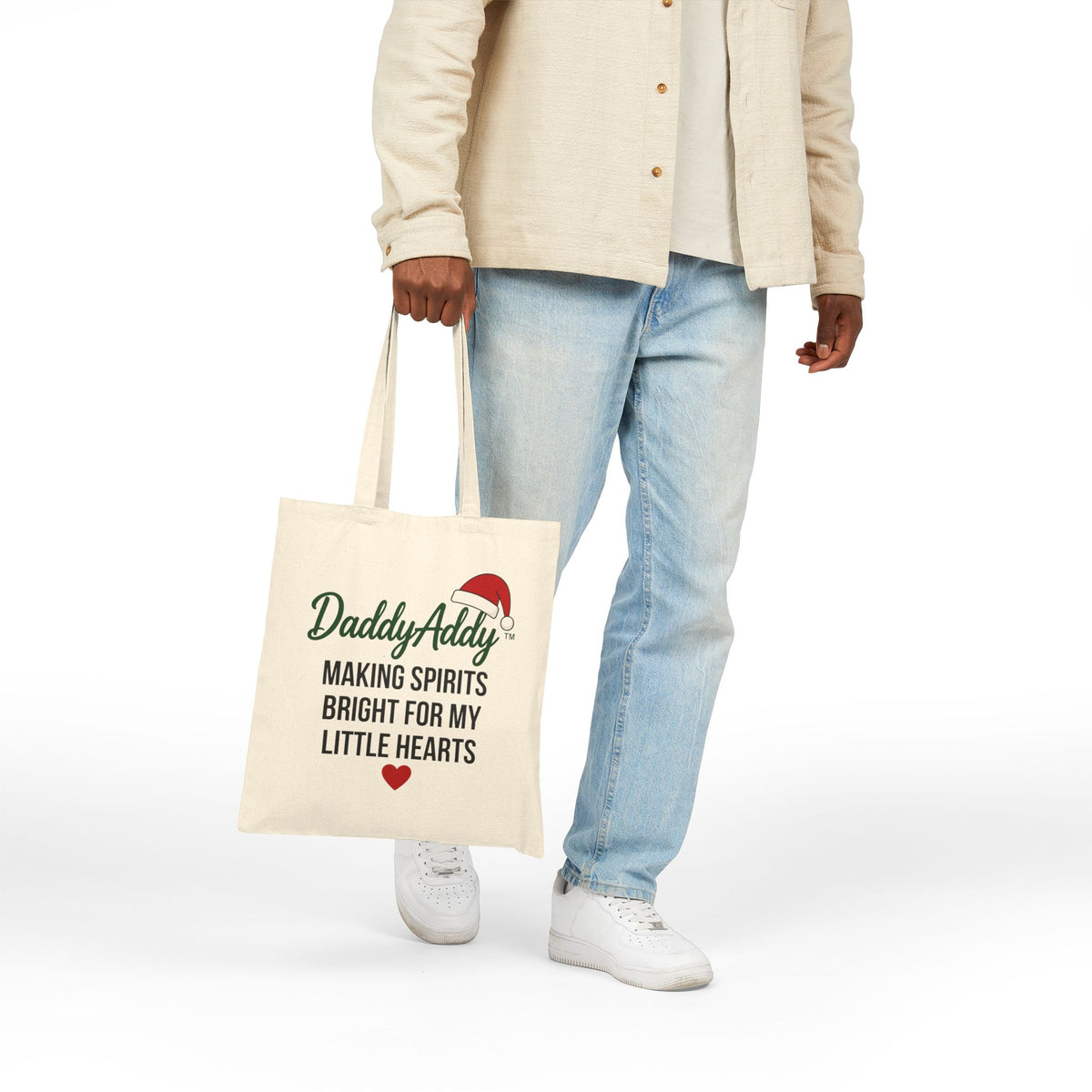 DaddyAddy Making Spirits Bright for My Little Hearts Holiday Canvas Tote